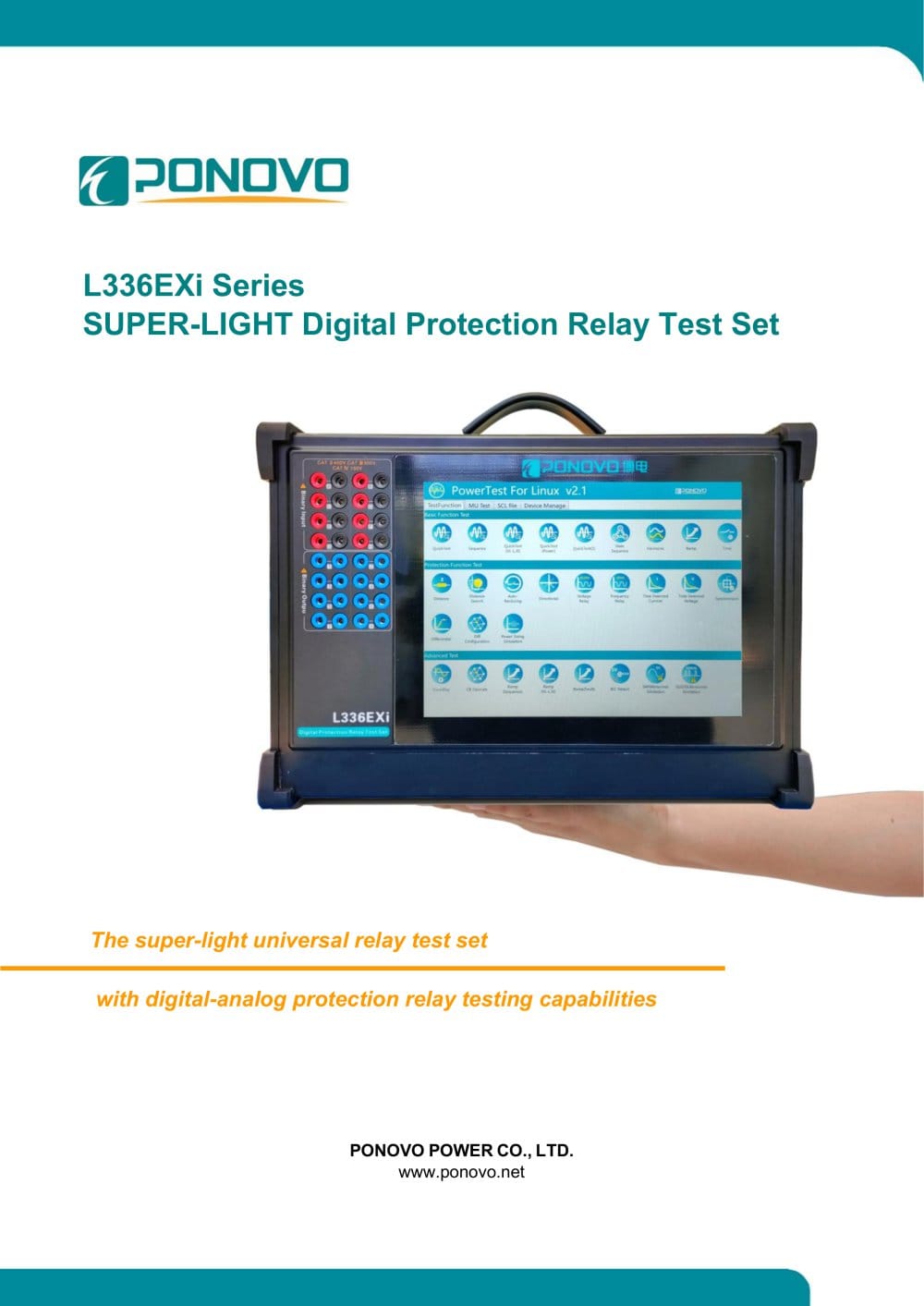 L336EXi SUPER-LIGHT Digital Protection Relay Test Set Brochure_EN_2026 V6.pdf - PONOVO POWER CO., LTD