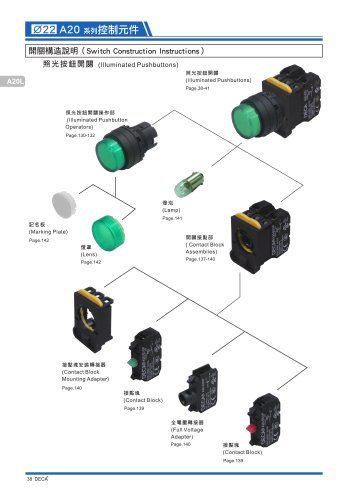 22A20 switch series:Illuminated pushbutton switches