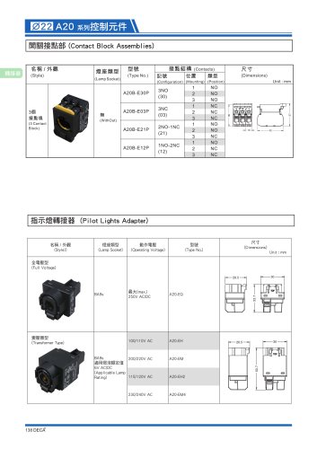 22A20 switch series:pilot lights adapter