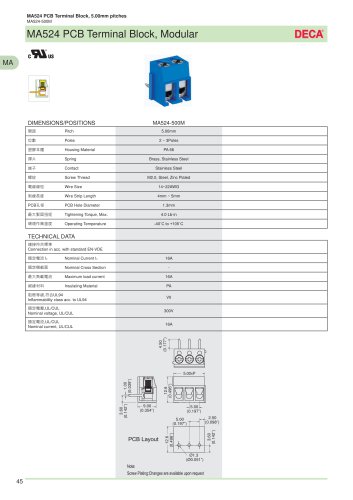 MA524 PCB Terminal Block, Modular