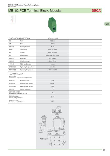 MB102 PCB Terminal Block, Modular