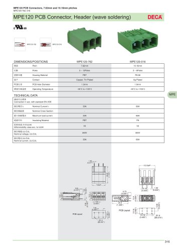 MPE120 PCB Connector, Header (wave soldering)