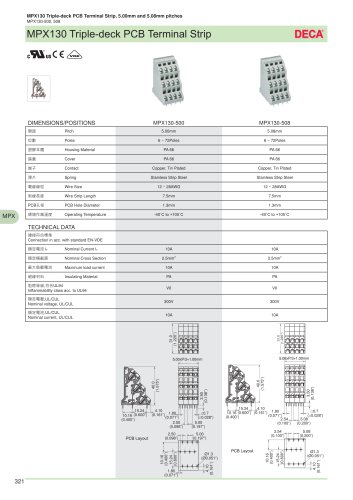 MPX130 Triple-deck PCB Terminal Strip