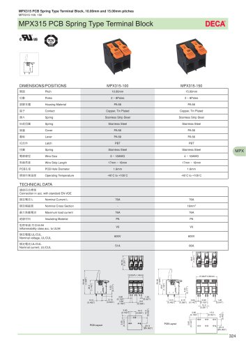 MPX315 PCB Spring Type Terminal Blocks