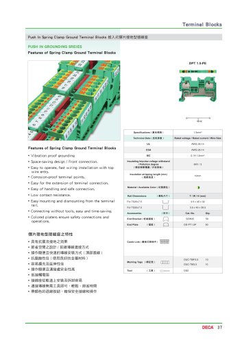 Push In Spring Clamp Ground Terminal Blocks