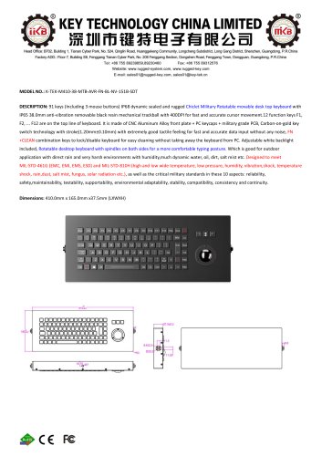 Chiclet Keyboard K-TEK-M410-38-MTB-AVR-FN-BL-NV-151B-SDT 