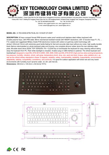 marine keyboard K-TEK-M390-MTB-FN-BL-NV-151B-BT-DT-DWP