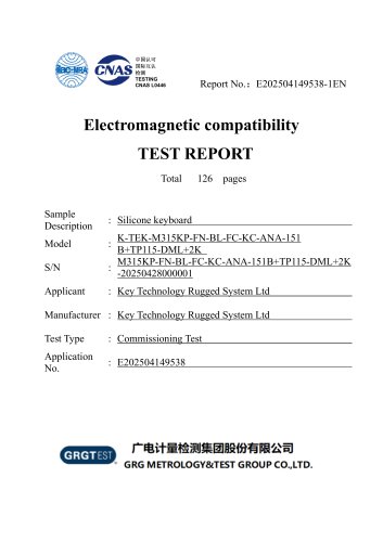 Scissor Switch Keyboard - GJB151B-2013 & MIL-STD-461G Test Report