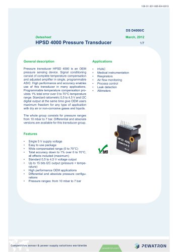 HPSD 4000 Pressure Transducer 1/7