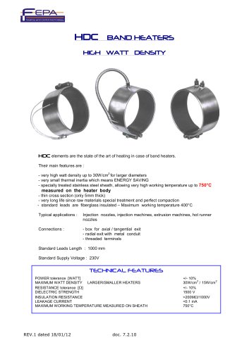 HDC  MGO INSULATED  BAND  HEATERS