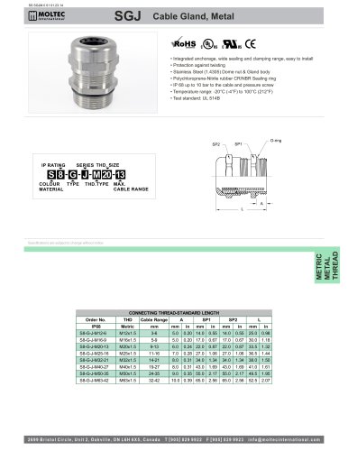 SGJ Cable Gland , metal