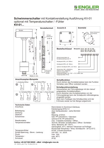 Schwimmerschalter mit Kontaktverstellung KV-01