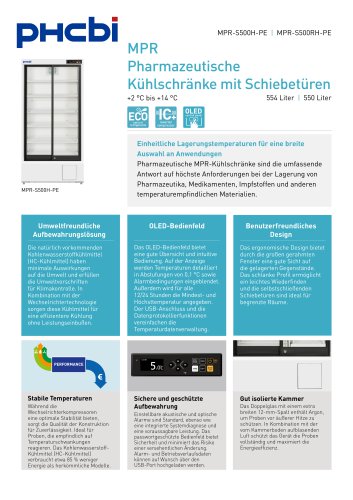 MPR-S500(R)H-PE - Pharmazeutische MPR-Kühlschränke mit Schiebetür