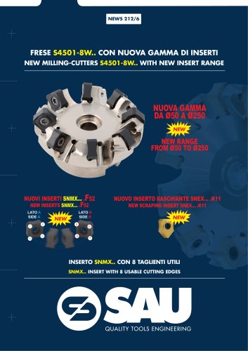 NEW MILLING-CUTTERS S4501-8W.. WITH NEW INSERT RANGE