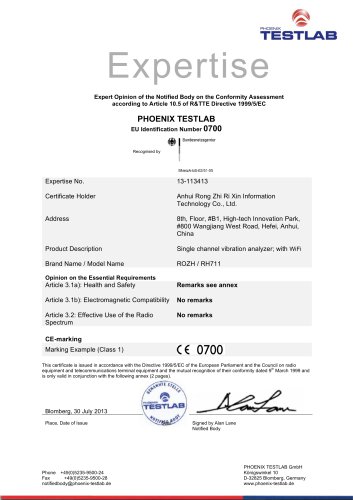 RONDS RH711 Certificate CE