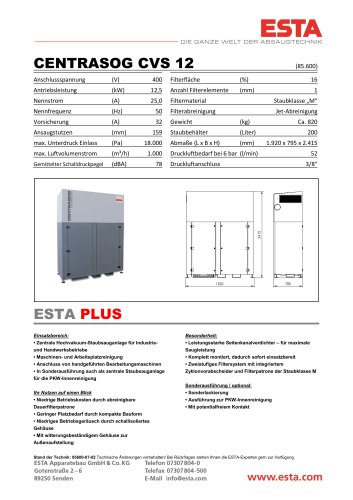 Datenblatt Centrasog-CVS 12