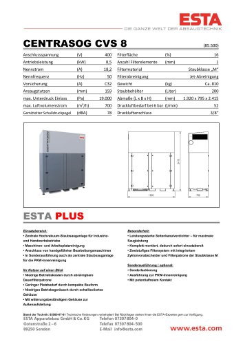 Datenblatt Centrasog-CVS 8