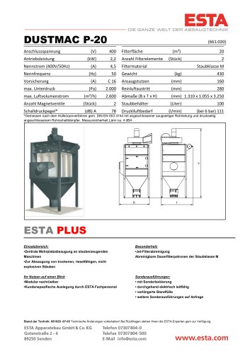 Datenblatt DUSTMAC P-20