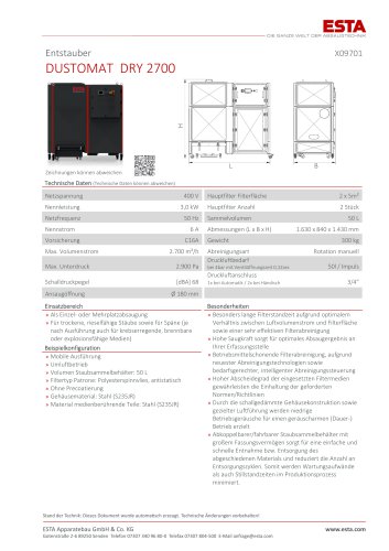 Datenblatt DUSTOMAT DRY 2700