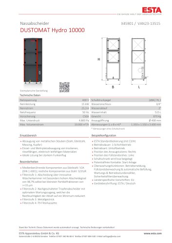 Datenblatt DUSTOMAT HYDRO 10000