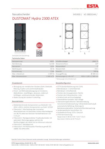 Datenblatt DUSTOMAT HYDRO 2300 ATEX