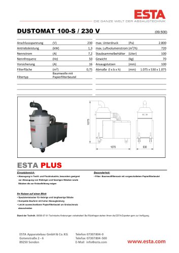 Datenblatt DUSTOMAT S-100 / 230 V