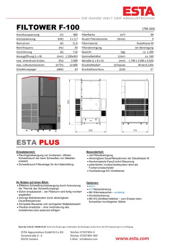 Datenblatt Filtower/Filterturm - F-100