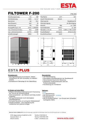 Datenblatt Filtower/Filterturm - F-200