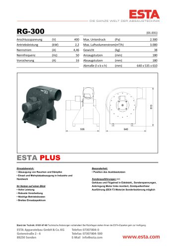 Datenblatt Luftgebläse RG-300