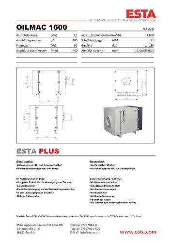 Datenblatt Oilmac 1600