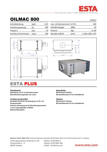 Datenblatt Oilmac 800