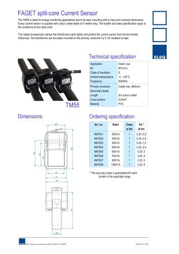 Split-core current transformers, model TM55