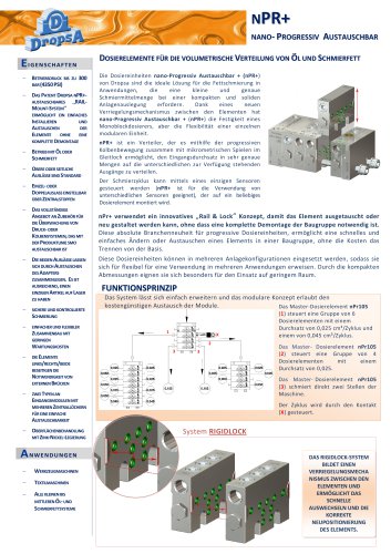 DOSIERVERTEILER ELEMENTE FÜR DIE VOLUMETRISCHE FÖRDERUNG VON ÖL UND FETT