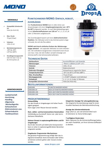 MONO - Automatischer Einpunkt-Schmierstoffgeber