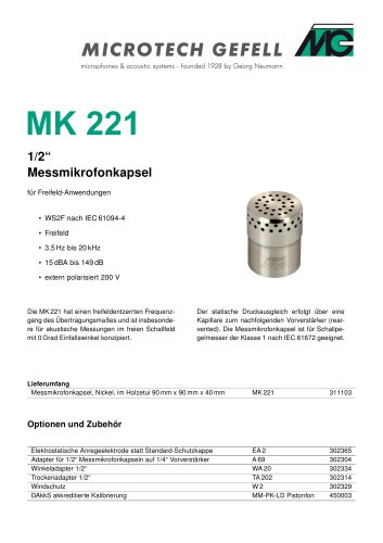 Messmikrofonkapsel MK 221