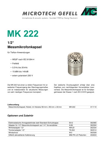 Messmikrofonkapsel MK 222