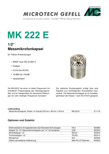 Messmikrofonkapsel MK 222 E