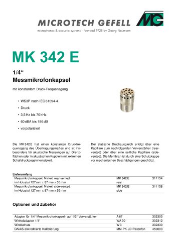 Messmikrofonkapsel MK 342 E