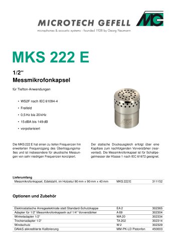 Messmikrofonkapsel MKS 222 E