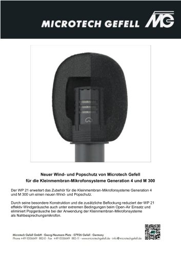 Neuer Wind- und Popschutz von Microtech Gefell  für die Kleinmembran-Mikrofonsysteme Generation 4 und M 300