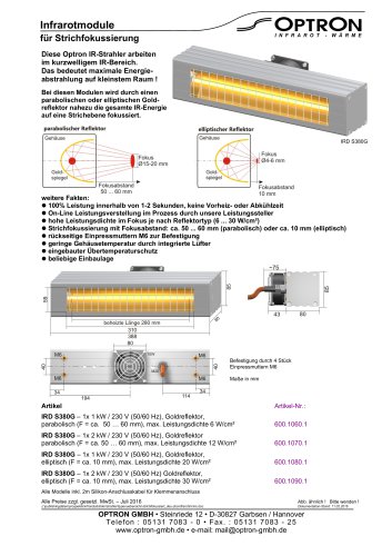 Infrarotmodule für Strichfokussierung