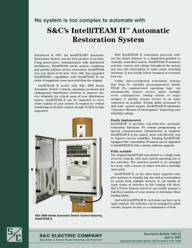 S&C?s IntelliTEAM II ? Automatic Restoration System