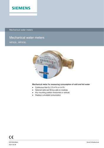 Mechanical water meters WFK30.. WFW30