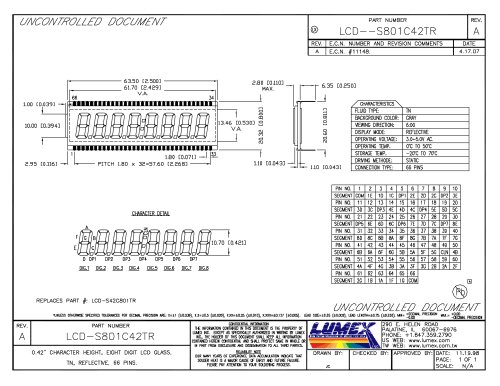 LCD-S801C42TR Numeric Displays 8 Digit