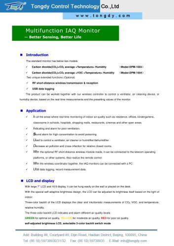 DPM series malfunction CO2+VOC monitor | Tongdy®