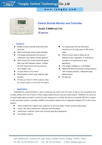 F2000IAQ-CO2 series 3 in 1 controller with three realy | Tongdy®