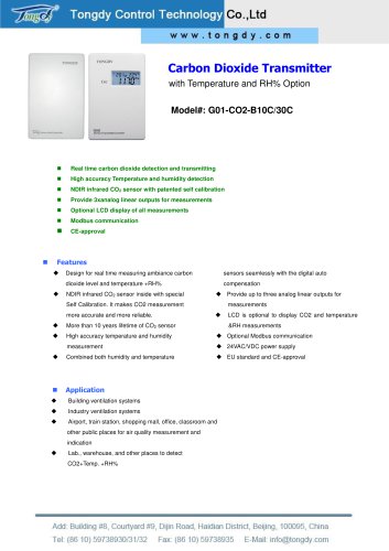 G01-CO2 B series 3 in 1 CO2 transmitter with 3-color LCD | Tongdy®