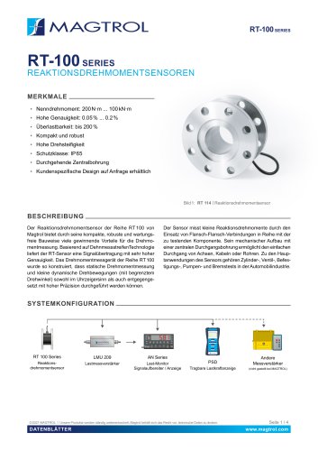 RT 100 Series | Reaktiondrehmomentsensoren