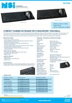 Compact silicone rubber keyboard with ergonomic trackball - Panel mount