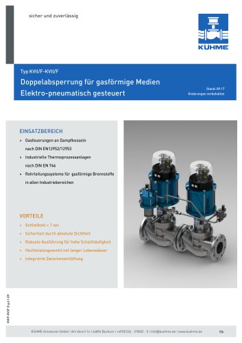 Doppelabsperrung für gasförmige Medien - Typ KVII/F-KVII/F (DIN)